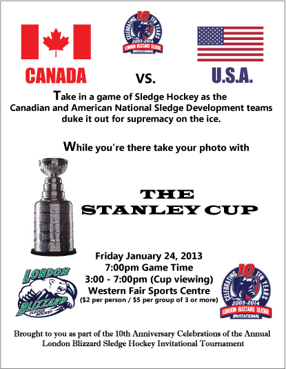 Stanley Cup viewing 3pm-7pm Friday January 24, 2014